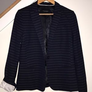 Banana Republic navy horizontal pinstripe blazer